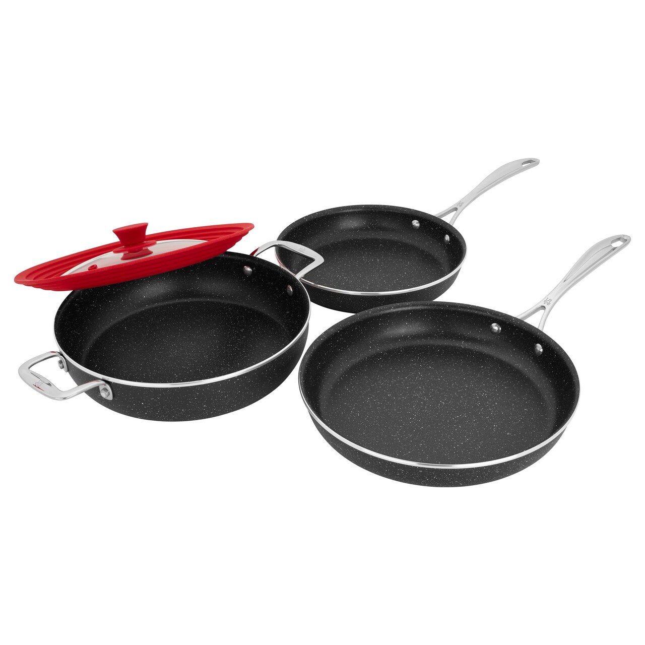 Henckels Capri Notte 4-pc Aluminum Nonstick Cookware Set with Universal Lid